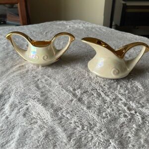 Vintage pearl iradescent cream and sugar with 22K accent